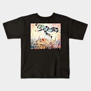 Miro Meets Chagall (Above the City) Kids T-Shirt